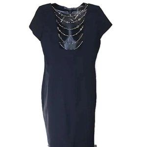 Cocktail Little Black dress Swarovski like beading on back of dress, size 14